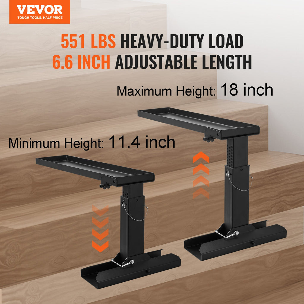 VEVOR Ladder Leveler – 23.4" Support Surface, 11.4–18" Adjustable Height, Folding Stabilizer for Stairs & Uneven Terrain, Carbon Steel, Non-Slip Rubber Feet, Fits Fiberglass, Aluminum & Telescopic Ladders, Black – Nova Mart
