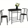 Bonnlo 3pcs Dining Set, Small Kitchen Table Set for 2, Breakfast Table Set, Kitchen Wooden Table and 2 Chairs for Small Space/ Dining Room/ Apartment/ Living Room/ Home Decor, Metal Frame Wine Rack