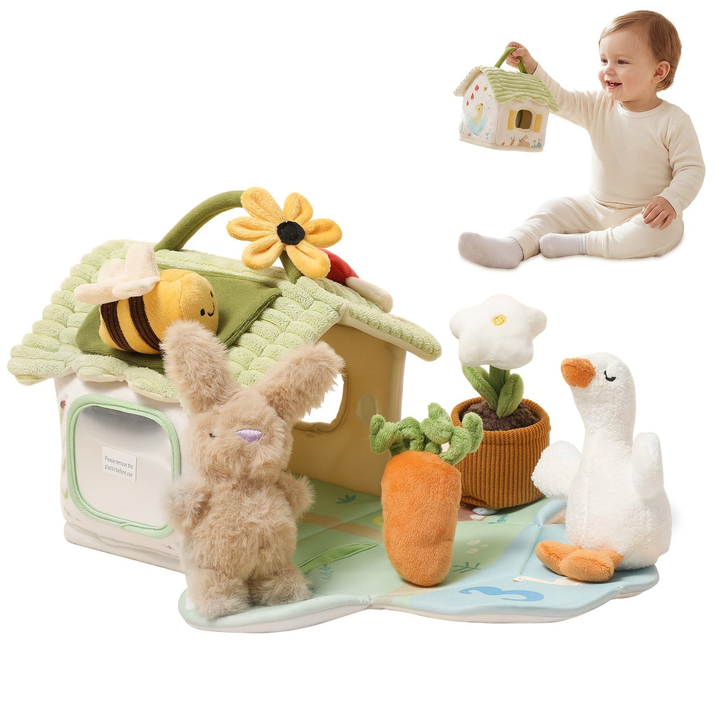 Baby Cartoon Rabbit Carrot Grasping Toy, Infant Hand Movement & Color Cognition Training, Interactive Early Education Starter Toy for Babies & Toddlers