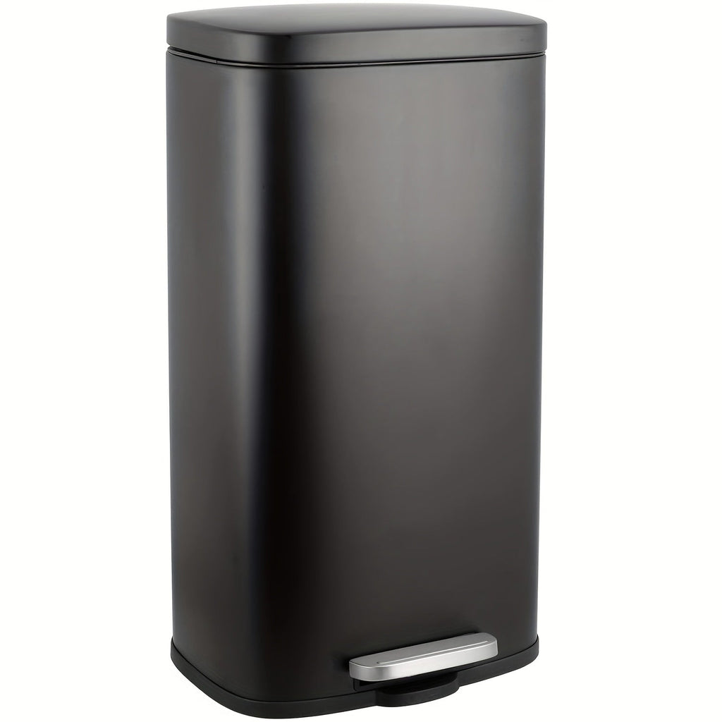 Stainless Steel Step Trash Can 7.93 Gallon – Soft-Close Hinged Lid Odor-Seal Waste Bin with Removable Inner Bucket for Kitchen Bathroom Bedroom in 6 Colors