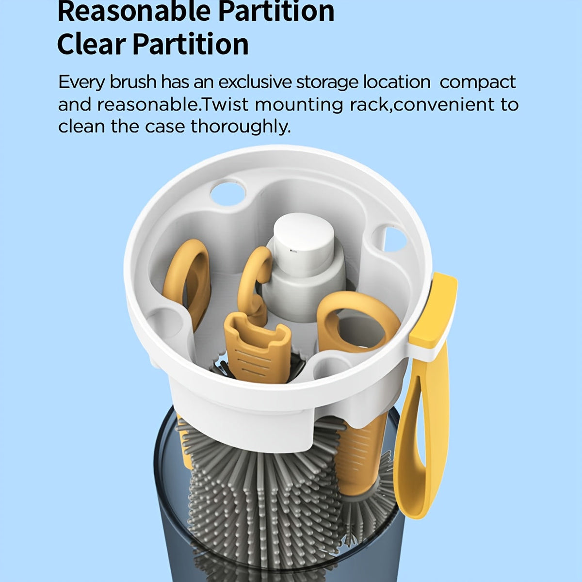 Travel Baby Bottle Brush Cleaning Set, Extendable Bottle Brush with Nipple Brush Straw Cleaner Built-In Drying Rack & Soap Dispenser, Portable Bottle Cleaning Kit for Home & Travel