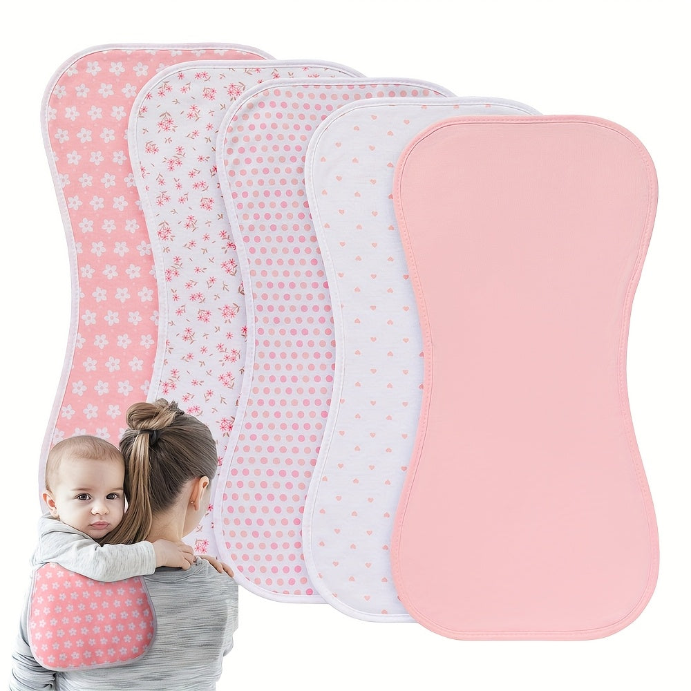 5-Pack Soft Absorbent Baby Burp Cloths, Anti-Spit-Up Newborn Burp Rags & Baby Washcloths for Girls, Gentle Skin-Friendly Burp Cloth Set, Pink