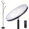 Dual-Function LED Floor Lamp 27W 2300LM Torchiere & 7W 350LM Reading Light 4 Color Temps Dimmable Remote & Touch Control for Home & Office – Black & White