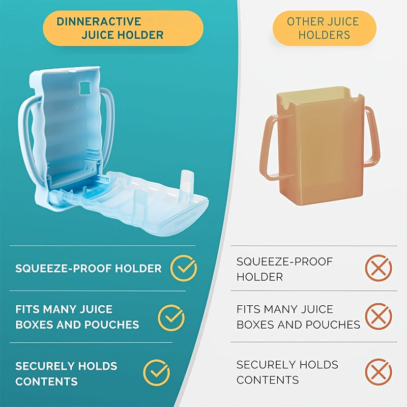 Anti-Squeeze Food Pouch & Juice Box Holder, Squeeze-Proof Baby Feeding Organizer with Flip-Top Closure, Food Contact Safe Square Container for Fruit Puree Pouches, Blue