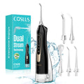 COSLUS CX20 Cordless Water Flosser with 4 Modes & 5 Tips - IPX7 Waterproof, 30-Day Battery, USB Rechargeable, Portable Oral Irrigator for Teeth Cleaning Travel Home - Black Gold & White Gold