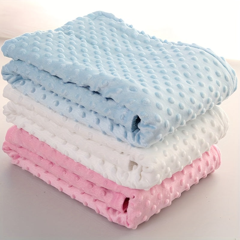 Double-Layer Bubble Stroller Blanket & Baby Outing Wrap, Soft Warm Solid Color Doudou Blanket for Newborns & Infants, 6 Colors Including Grey Pink Blue Green White & Purple