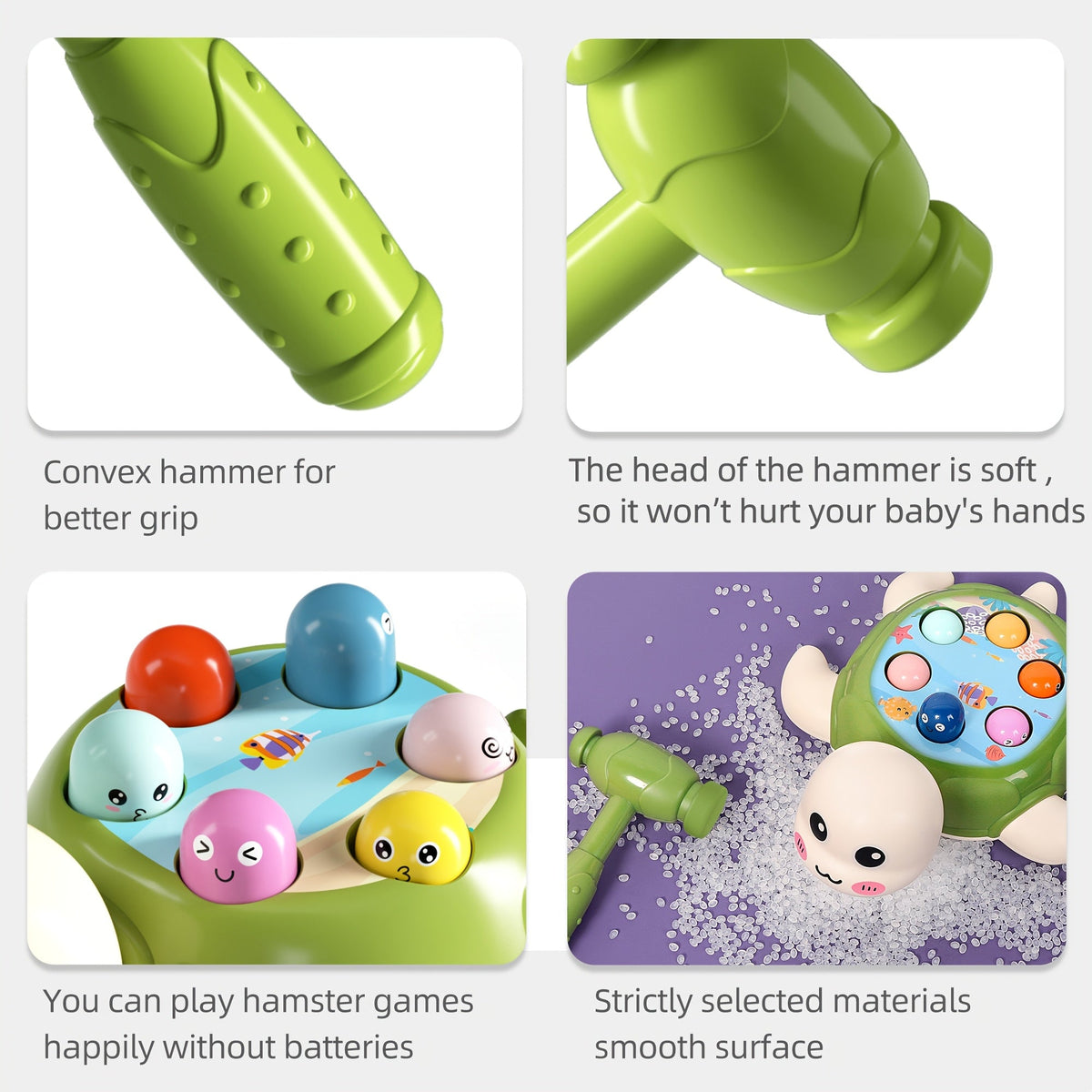 Educational Turtle Hammering & Pounding Toy with 2 Hammers, Desktop Game for Hand-Eye Coordination & Parent-Child Interaction, Fun Learning Toy for Toddler Boys & Girls