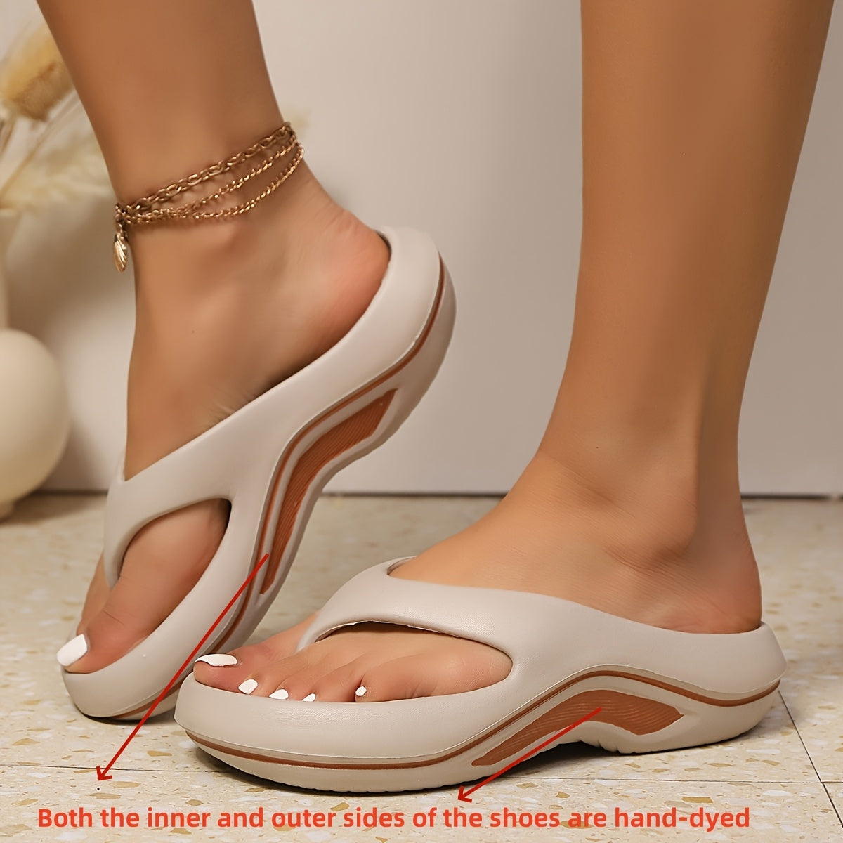 Women's EVA Molded Flip-Flops - Soft, Comfortable & Solid Color - All-Season Beach, Daily & Work Wear - US 6.5–9 - White, Black, Light Grey, White Powder, Black & White & Gray Brown