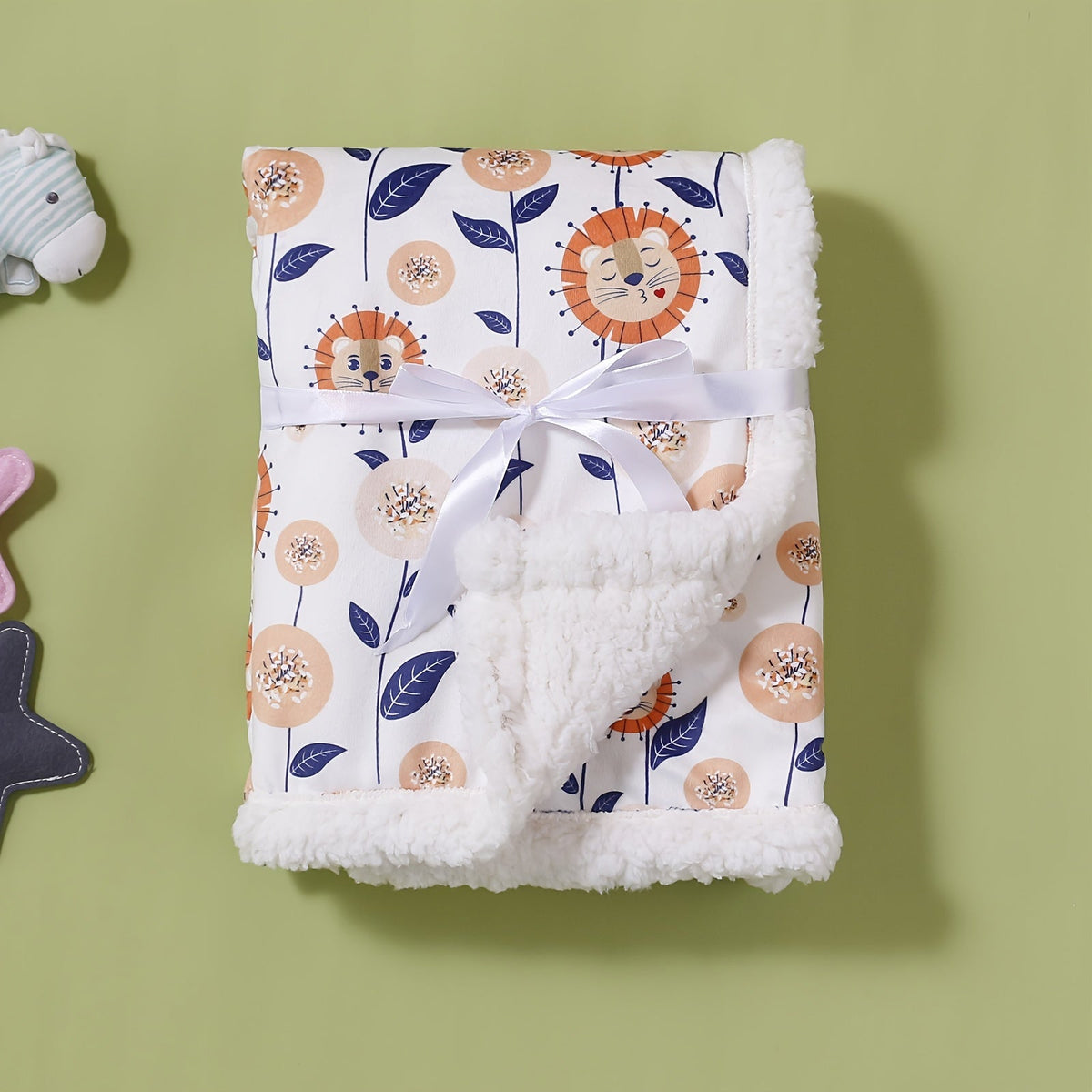 Double-Layer Baby & Kids Blanket with Cute Animal Prints, Soft Thick Polyester Throw for Infants & Toddlers, Machine Washable Spring Autumn Blanket for Boys & Girls, Baby Shower Gift
