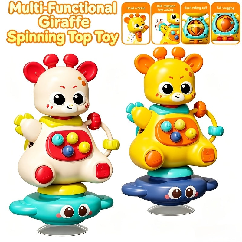Giraffe Spinning Top Toy for Baby & Toddler, Multifunctional Press Spin & Twist Sensory Toy for Hand-Eye Coordination, Fun Early Development Toy for Boys & Girls Ages 0 and Up
