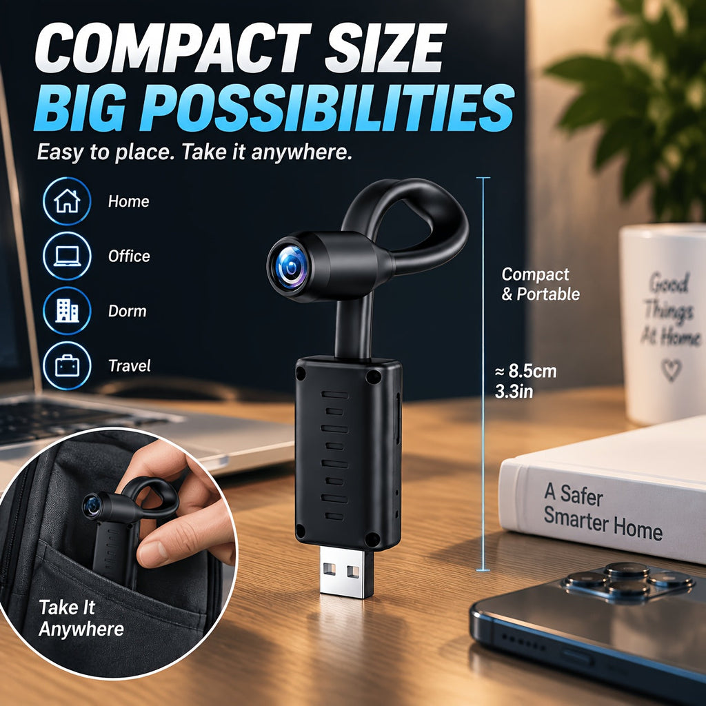 Smart Mini Camera 1024P 3-Pack - Motion Detection, Built-In AP Hotspot, Real-Time Viewing Without Internet, 2.4G, Portable for Classroom, Office, Lecture & Indoor Security