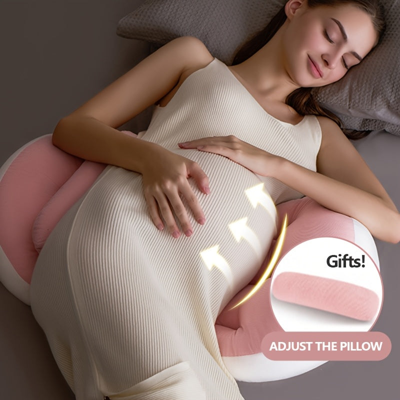 U-Shaped Pregnancy Pillow for Side Sleepers, Ergonomic Maternity Body Pillow with Lumbar Support for Belly Back & Hip Relief, Soft Polyester Fill Pregnancy Support Cushion, Baby Shower Gift