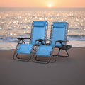 Pair of Zero Gravity Recliner Lounge Chairs – 500 LB Capacity Lockable Reclining Detachable Cup Holder Tray Lightweight Foldable for Camping Beach Patio & Garden in 15 Styles
