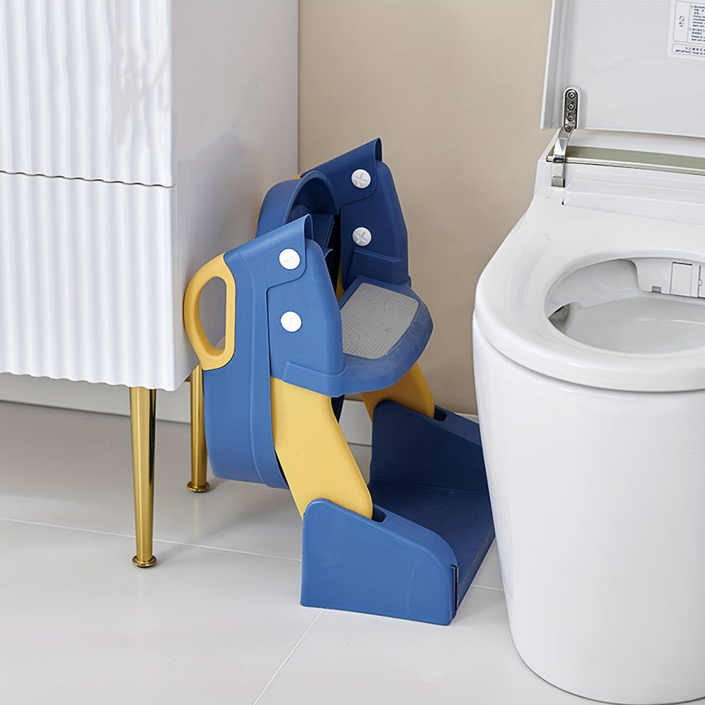 Cochildor Potty Training Seat, Adjustable Toddler Toilet Potty Chair with Sturdy Non-Slip Step Stool Ladder, Handles & Splash Guard, Safe & Stable Potty Training Chair for Boys & Girls, Blue, Grey & Pink