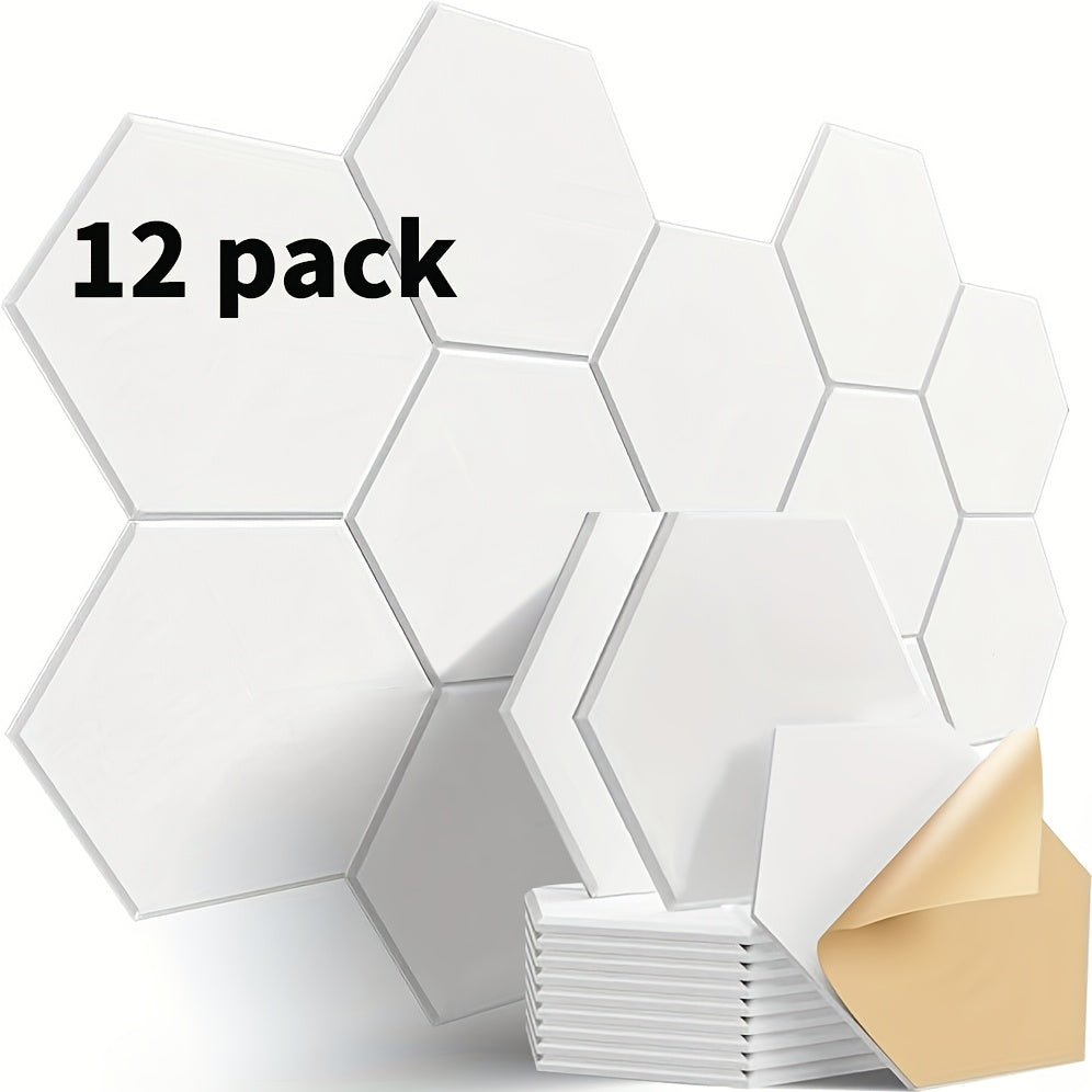 Acoustic Soundproof Panels 12-Pack - Self-Adhesive High-Density Sound Absorbing Tiles 11.81"x10.24" for Home Theater, Recording Studio & Office - Echo & Noise Reduction - White, Black & Silvery Gray