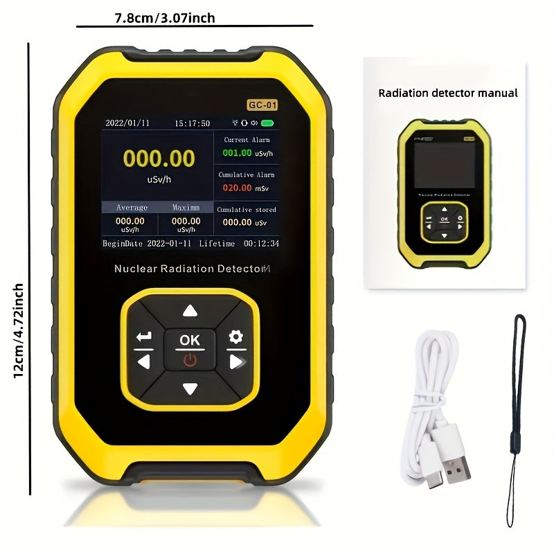 Geiger Counter Nuclear Radiation Detector - Portable Handheld Dosimeter with LCD Display for Beta, Gamma & X-Ray Radiation Monitoring