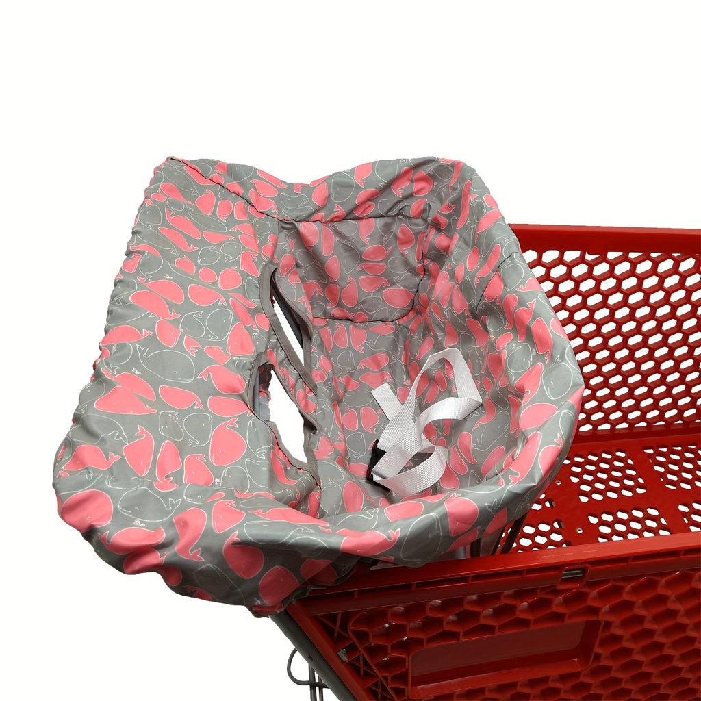Baby Shopping Cart Cushion & High Chair Cover, Soft Skin-Friendly Foldable Protective Seat Mat for Supermarket Carts Trolleys & High Chairs, Blue Whale & Pink Whale