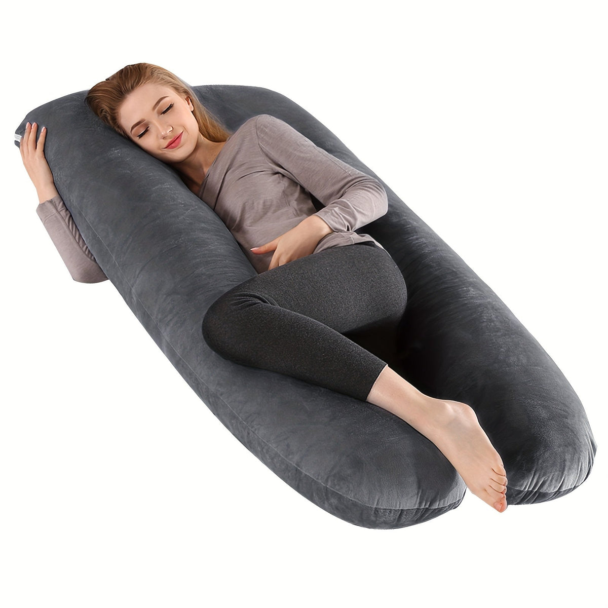 U-Shaped Pregnancy Maternity Pillow Full Body Support Back Neck Leg Soft Polyester Portable for Expecting Moms – 6 Colors
