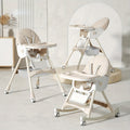 Multi-Functional Adjustable Children's High Chair, 3-in-1 Adjustable Kids Dining Chair with Rocking Chair & Portable Table Function for Home Use, Beige Green & Pink