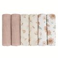 6-Piece Baby Muslin Blanket Set, Super Soft Receiving Blankets for Newborn Boys & Girls, 5 Designs Including Little Daisy Green Apple Cute Rabbit Cute Bear & White, Christmas Baby Gift Set