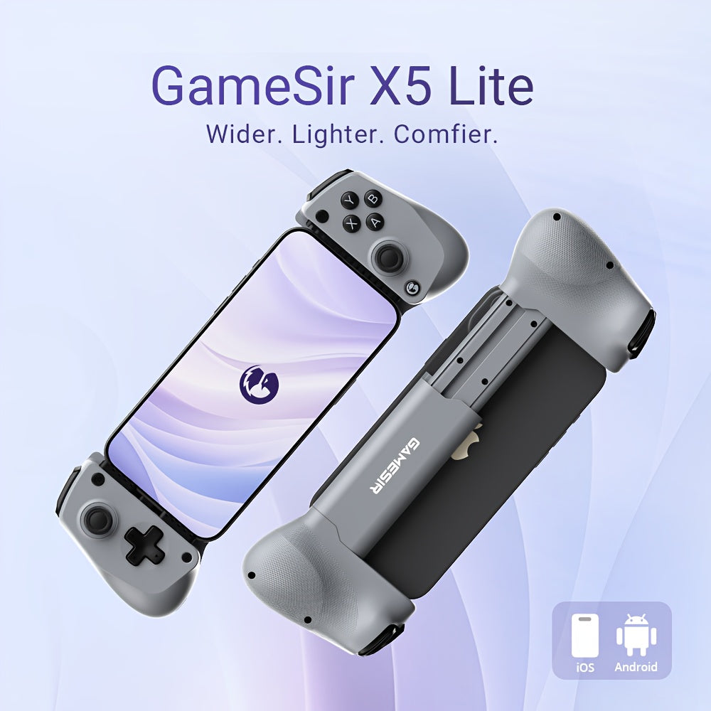 GameSir X5 Lite Mobile Game Controller Hall Effect Sticks 135g Ultra-Light Turbo Pass-Through Charging Type-C for iOS iPhone Android FPS MOBA Grey