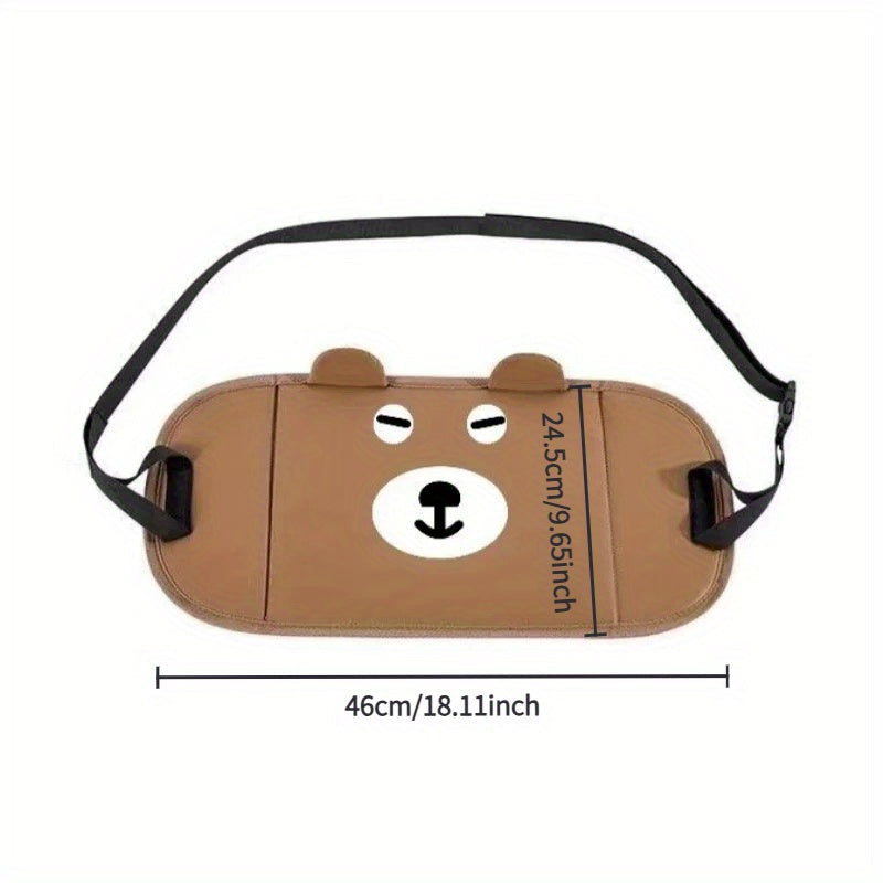 Cartoon Bear-Shaped Car Seat Footrest, Adjustable Portable Rear Seat Footpad for Kids, Fits Most Vehicles, Enhances Child Comfort & Car Interior Style, Coffee Brown, 46cm × 24.5cm