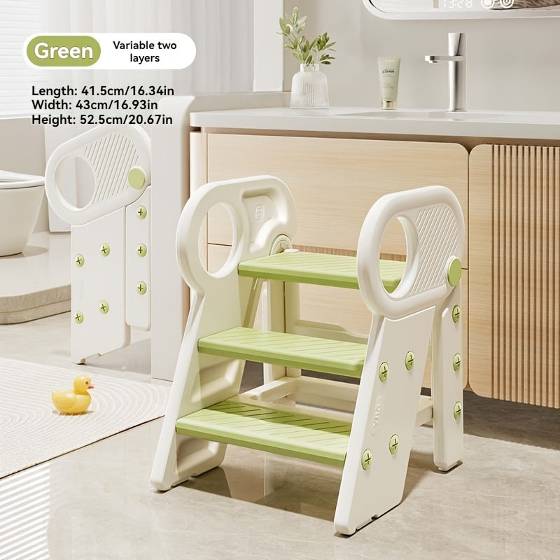 Kids Step Stool 3-Step Adjustable with Handles – Non-Slip Toddler Toilet Potty Training Step Stool Learning Tower for Bathroom Sink Kitchen Counter