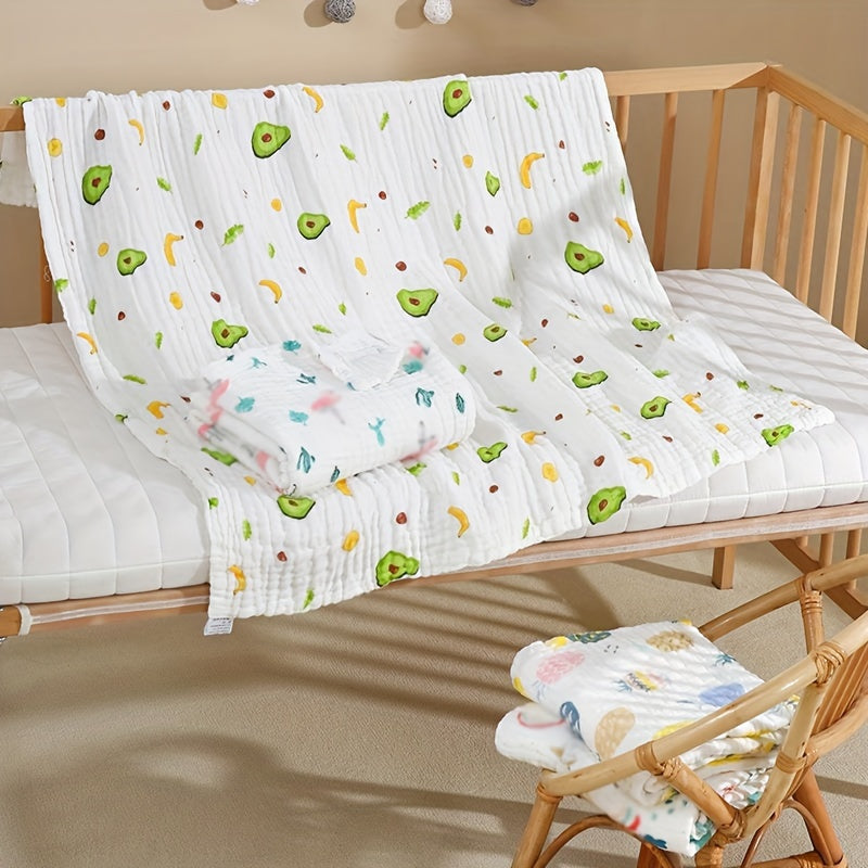 Baby Bath Towel Wrap for Newborns, Soft Absorbent 4-Layer Muslin Gauze Cotton Hooded Bath Towel Blanket for Infants & Toddlers, Cute Print Baby Shower Gift for Boys & Girls