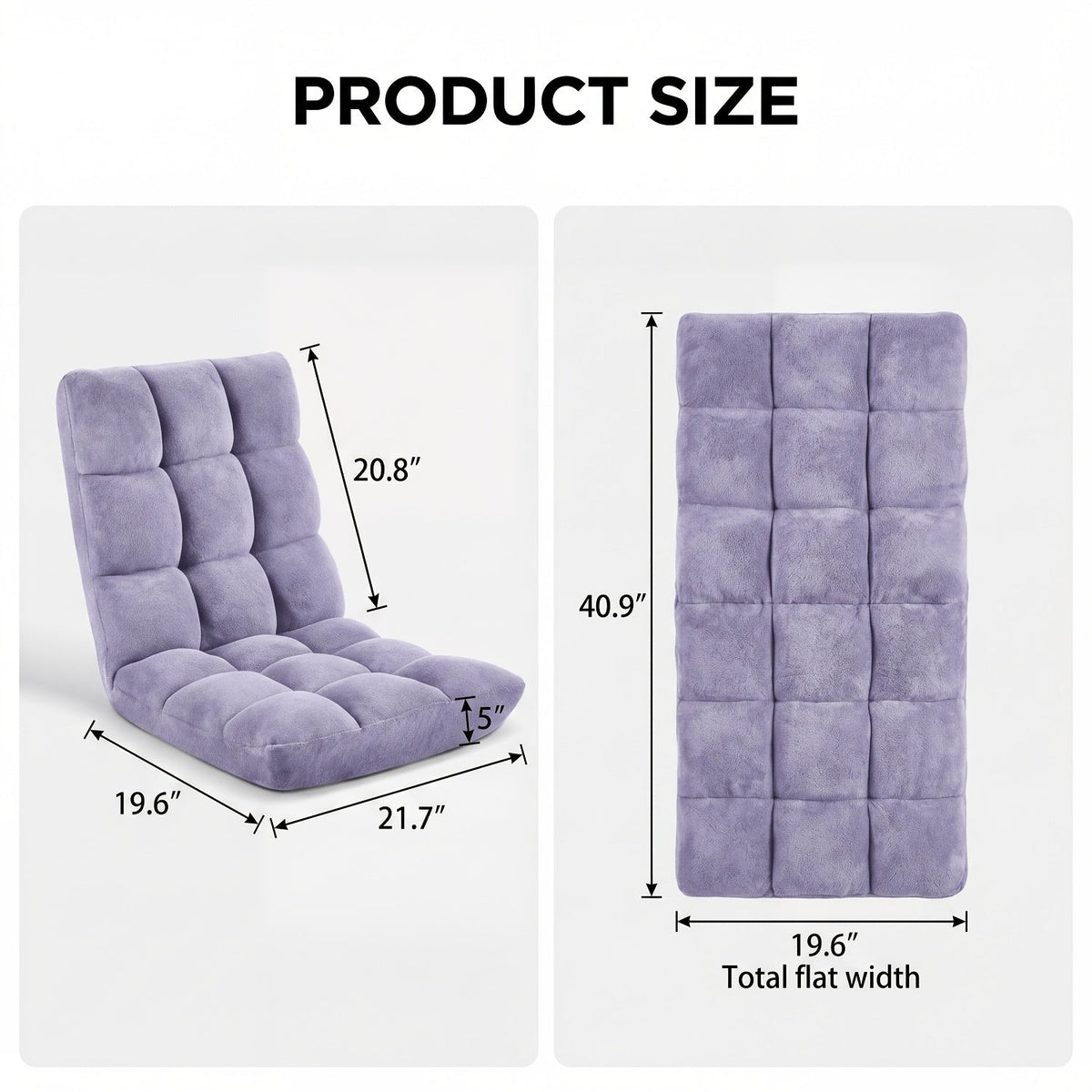 Adjustable Foldable Floor Chair Thick Padded Plush – 14-Position Lazy Sofa Gaming Reading Meditation Yoga Lounger for Bedroom Dorm Apartment