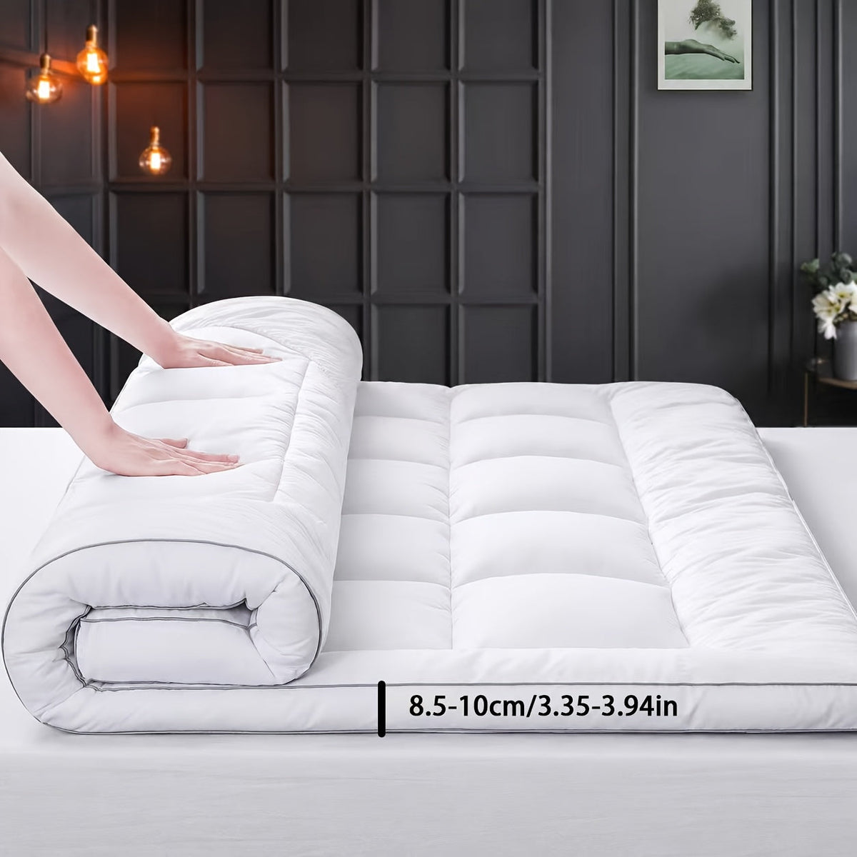 Pillow Top Mattress Topper & Protector - Ultra-Soft Quilted Cooling - 450GSM & 900GSM Fill - Fits 8–24″ Deep - Twin, Twin XL, Full, Queen, King & Cal King - White, Gray & Green