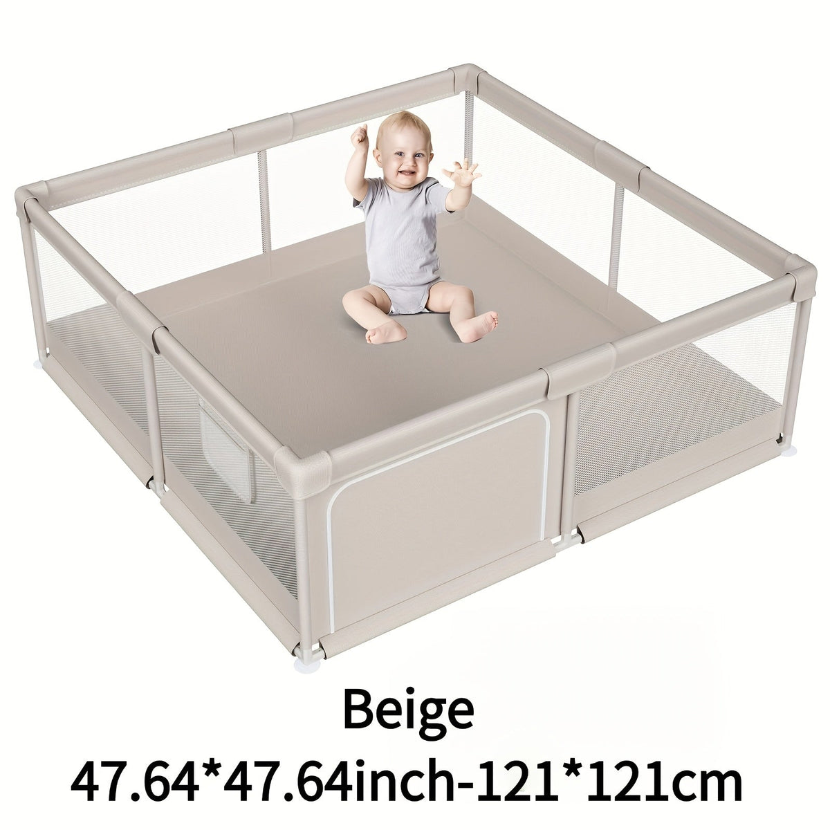 Baby Playpen & Kids Activity Center, Sturdy Safe Soft Breathable Mesh Indoor & Outdoor Toddler Play Yard, Easy Assembly Durable Baby Play Pen for Infants & Toddlers, Multiple Sizes, Beige & Grey