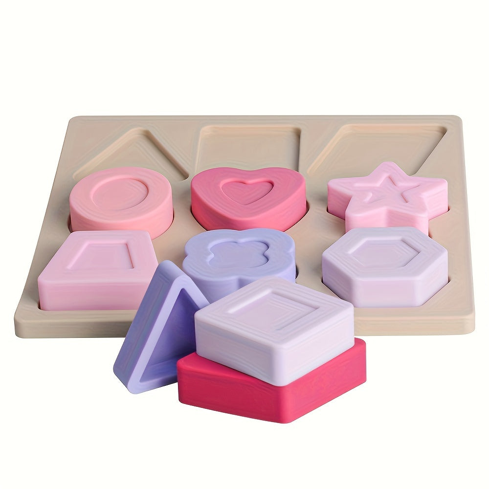 Educational Geometric Shape Matching Blocks Game, Food-Grade Silicone Tabletop Competitive Thinking Skills Toy for Kids, Dark Color & Light Color, Halloween Christmas Birthday Gift