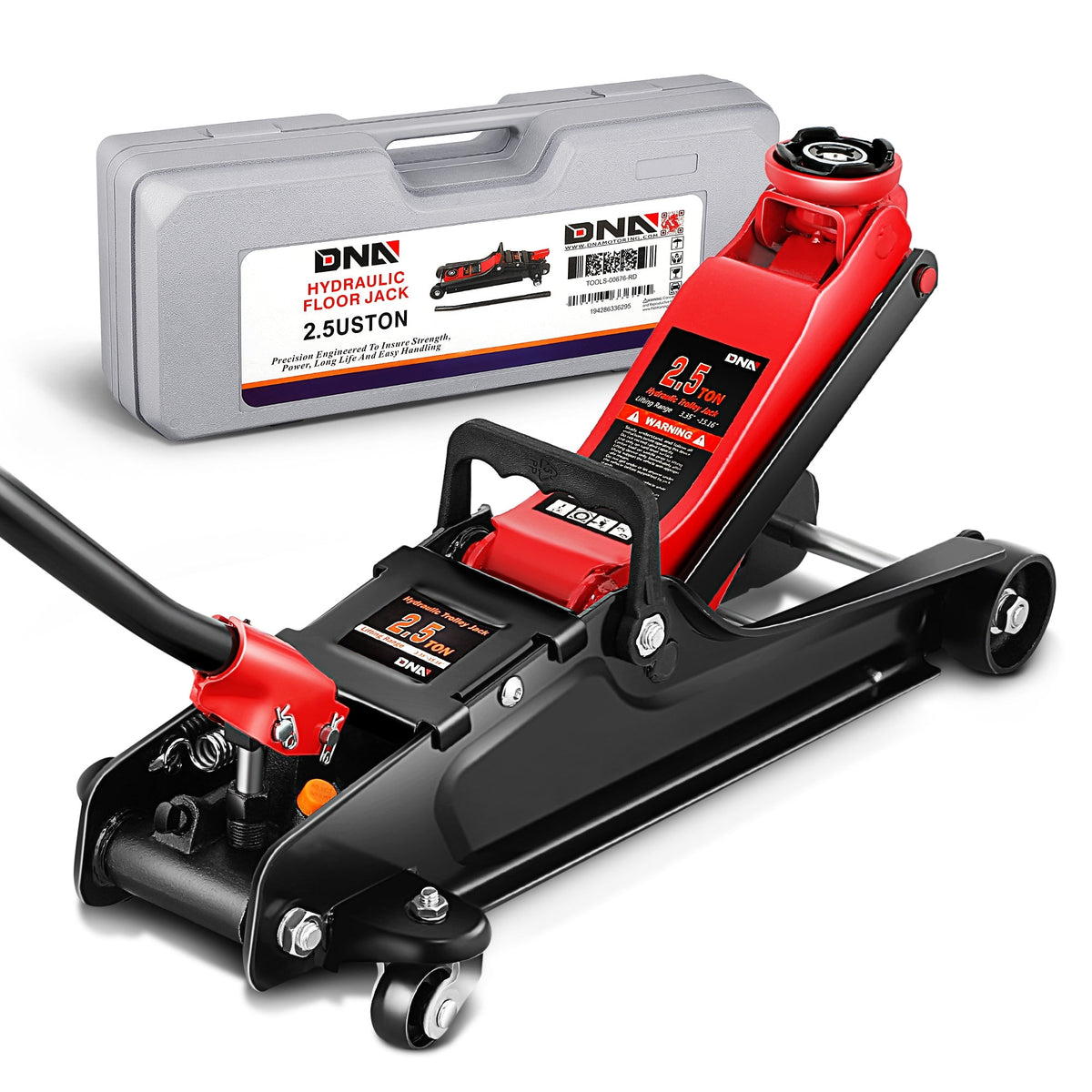 2.5 Ton (5500 lbs) Low Profile Hydraulic Floor Jack, Steel Trolley Service Jack with Safety Release Valve, 3.35"-15.16" Lift Range, Swivel Casters, for Garage & Heavy-Duty Use