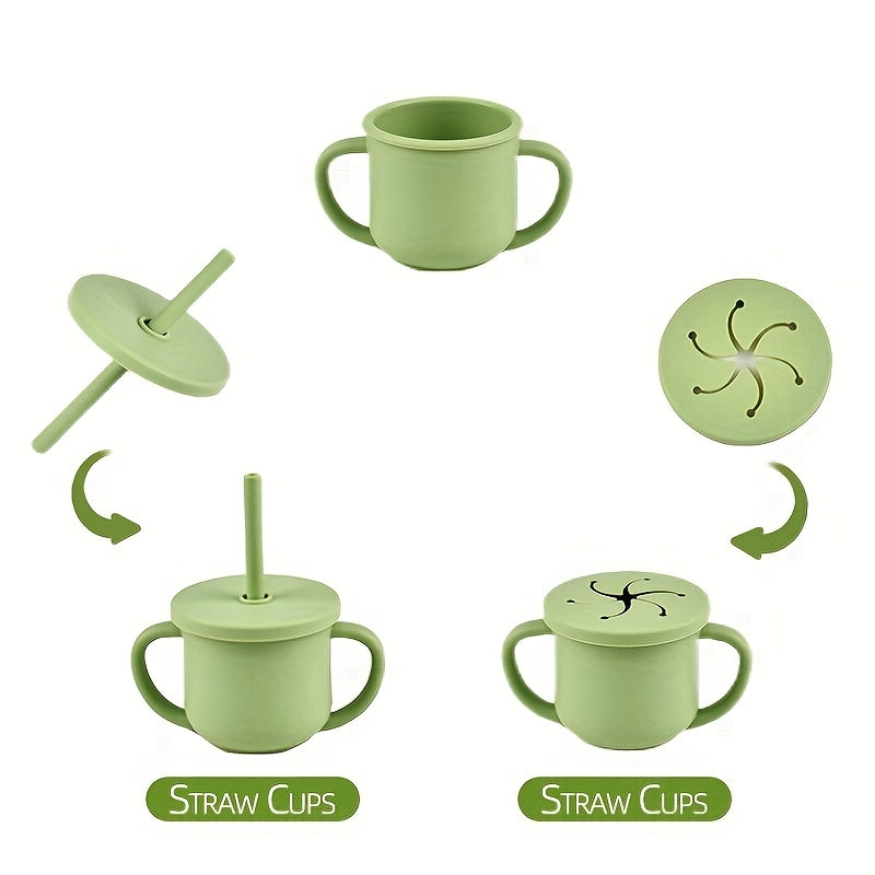 10-Piece Baby Toddler Silicone Tableware Set for Ages 1-3, Complete Feeding Set with Silicone Dinner Plate Fork Spoon Suction Cup Bowl Bib Snack Cup & 2-in-1 Straw Cup, BPA-Free Baby Mealtime Essentials