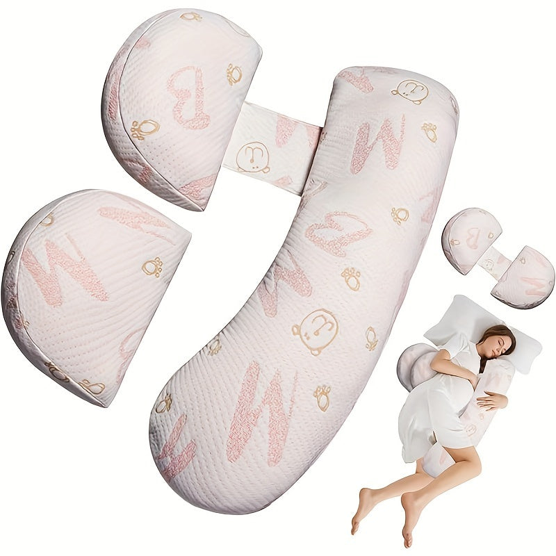 Interchangeable U-Shaped & H-Shaped Pregnancy Pillow, Side Sleeping Support for Waist Belly & Back, Maternity Body Pillow for Expecting Moms, Multiple Colors & Fill Options