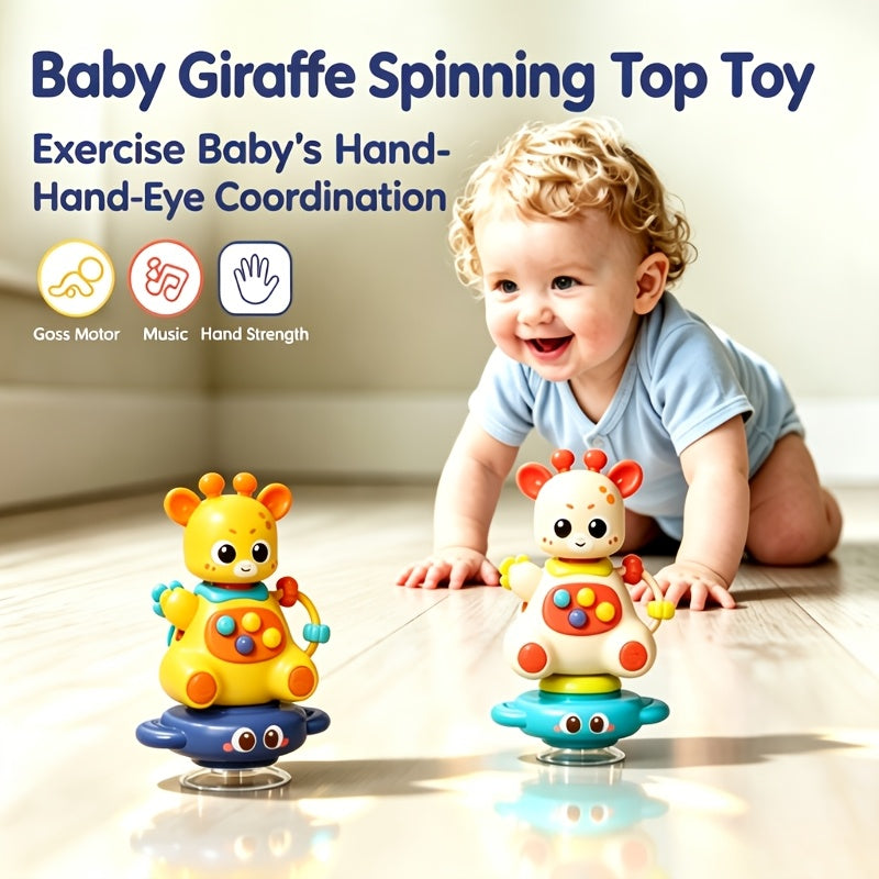 Giraffe Spinning Top Toy for Baby & Toddler, Multifunctional Press Spin & Twist Sensory Toy for Hand-Eye Coordination, Fun Early Development Toy for Boys & Girls Ages 0 and Up