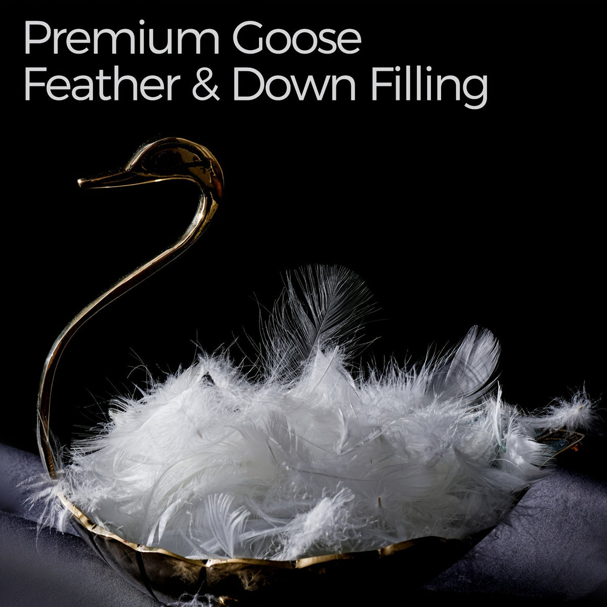 Premium Goose Down Duvet – 100% Egyptian Cotton All-Season Comforter Insert Soft Breathable with Gold Trim & 8 Corner Loops in Twin Queen King Cal King Oversized King