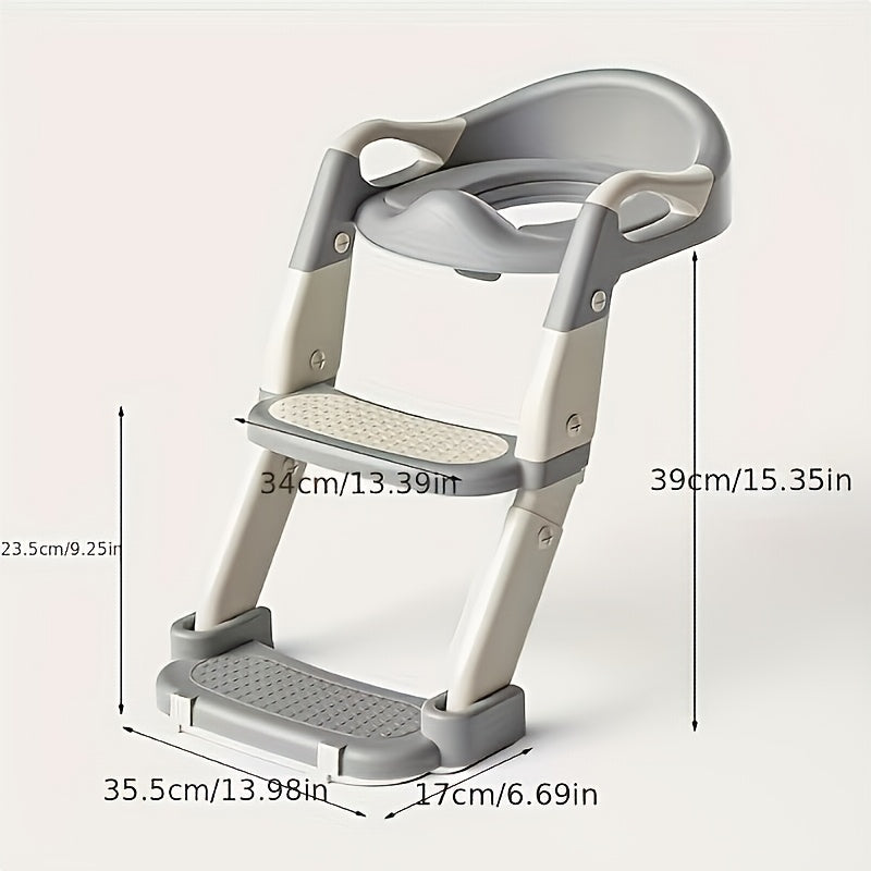 3-in-1 Portable Potty Training Toilet Seat Adjustable Height Collapsible Non-Slip Soft Padded for Home and Travel – Toddler Potty Chair Grey