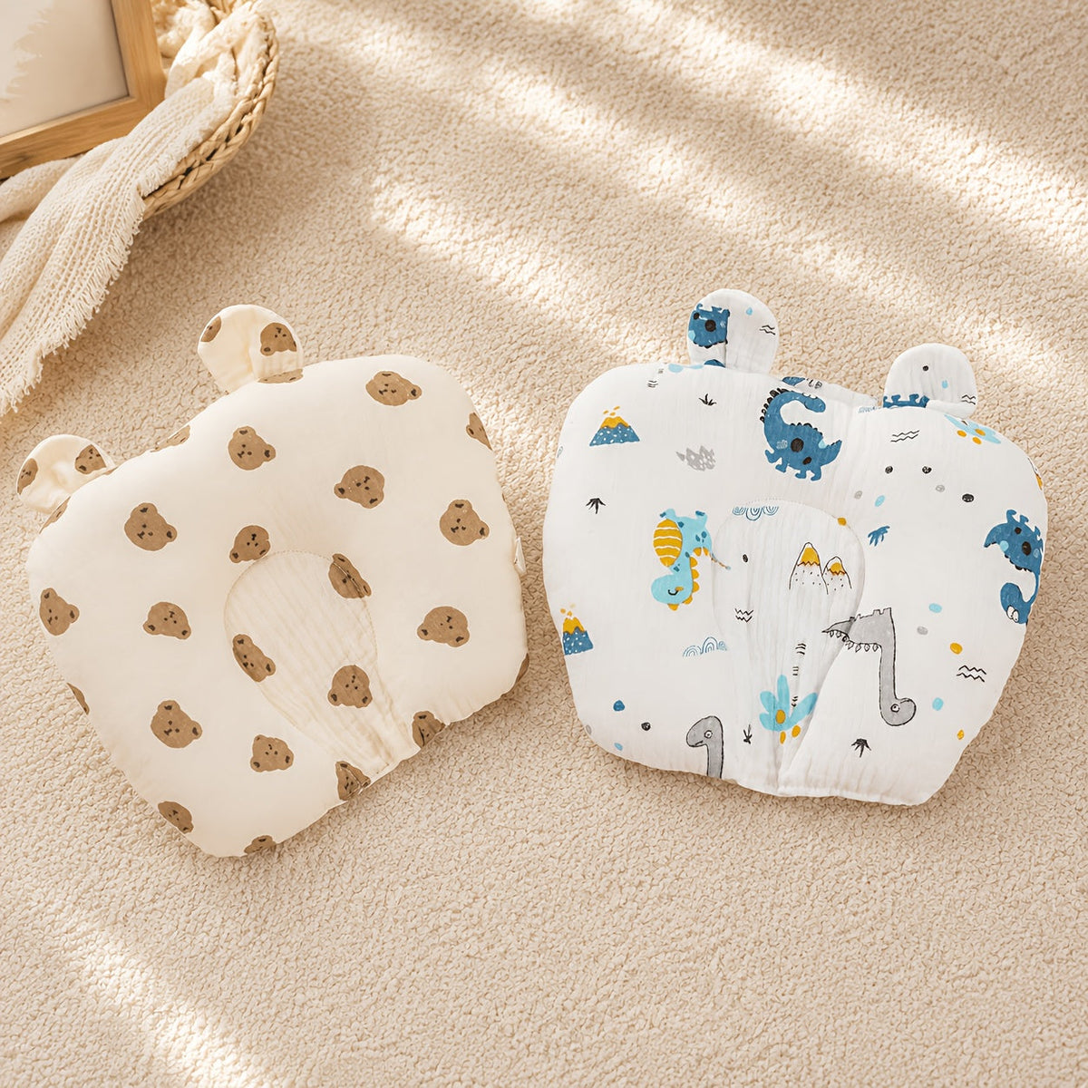Baby Infant Head Ear Protection Pillow for Stroller & Car Seat, Soft Newborn Neck Support Cushion with Cute Animal Styles, Safe Sleep Headrest for 0-18 Months