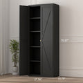 Tall Metal Kitchen Pantry Cabinet 47 71 Inch Freestanding Storage Cabinet 4 Adjustable Shelves 180LB per Shelf Magnetic Doors Gold Handles for Kitchen Living Room Bedroom Office Black White