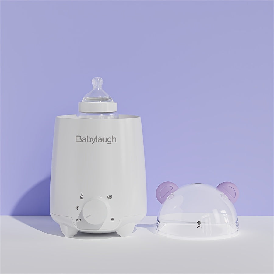 Babylaugh 5-in-1 Bottle Warmer & Steam Sterilizer, 3-Minute Fast Heating for Breast Milk Formula Bags & Food Jars, 100°C Steam Cleaner, Universal Fit Bottles up to 2.95", Purple