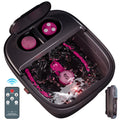 Collapsible Foot Spa with Heat, Bubble & Massage - Remote Temperature Control, 3 Pedicure Attachments, Foldable Foot Bath Tub with Handle, Relaxation Gift for Women Mom - Rose Red