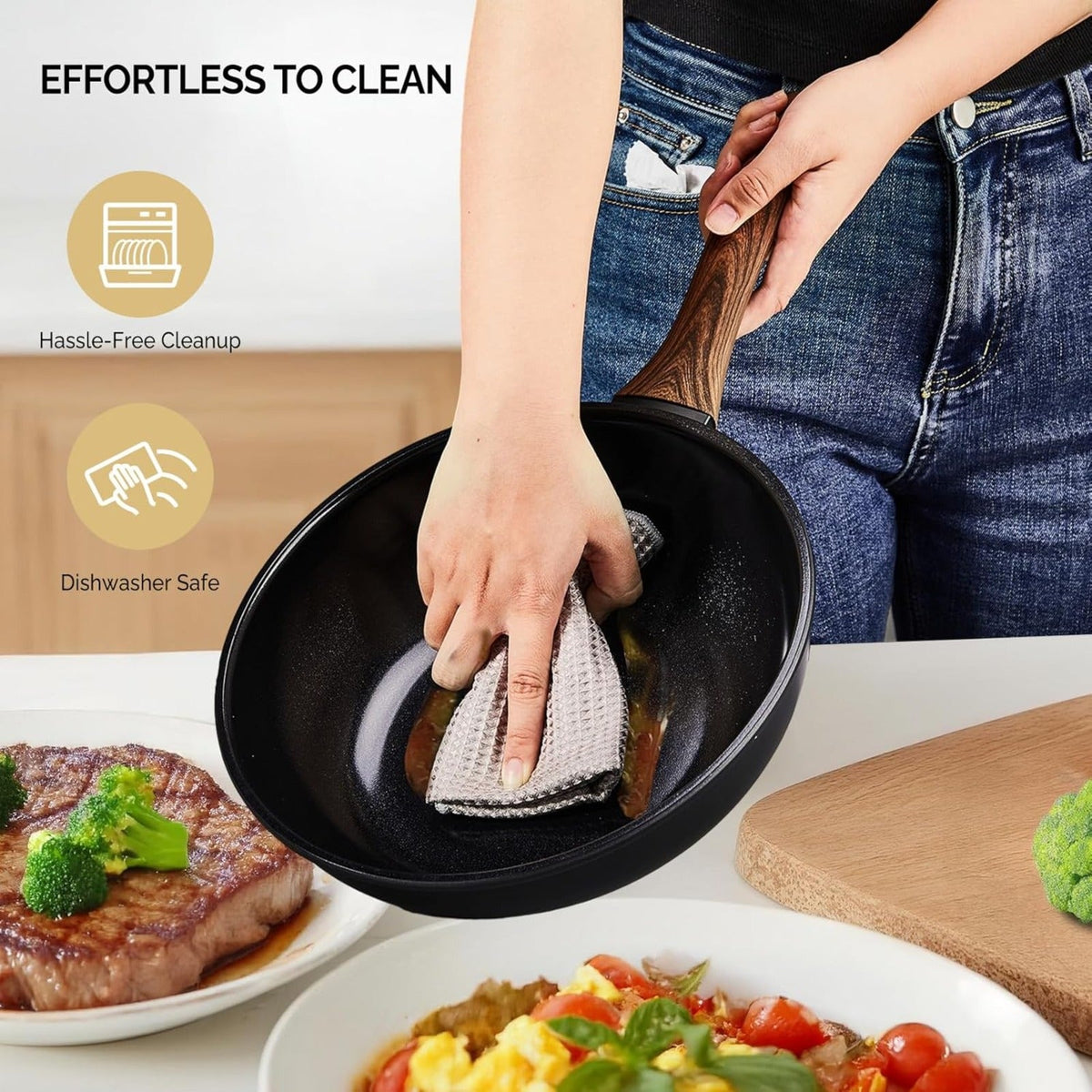 Nonstick Pots and Pans Set with Detachable Handles 15-23 Piece, Cast Aluminum Cookware Set Dishwasher Safe PFAS PFOA Free, Induction Compatible Kitchen Cooking Set with Utensils for RV Home, Black Cream White