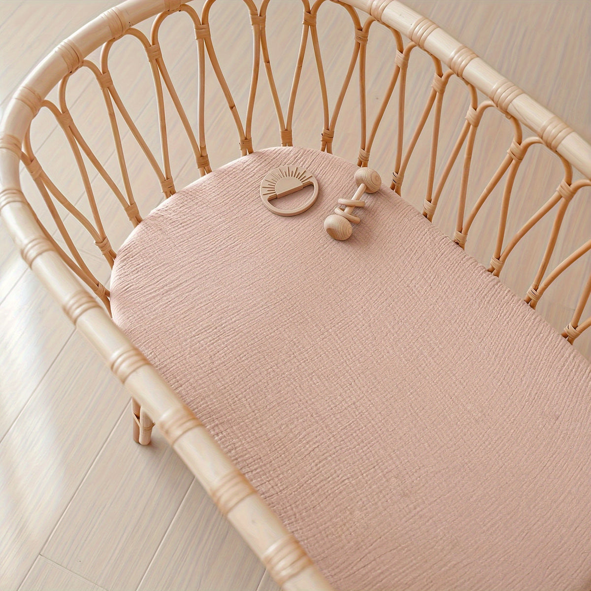 2-Pack Muslin Fitted Bassinet Sheets, Soft Breathable Baby Bassinet & Cradle Sheets for Baby Girl & Boy, Floral Pink, Chestnut Posy, Camel Sun & Brown Cream