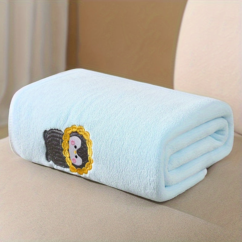 Newborn Baby Bath Towel Coral Fleece Throw Blanket, Super Soft Absorbent Quick-Dry Thickened Wrap for Infant, No-Shed Baby Hooded Blanket Towel for Boys & Girls, 110x105cm
