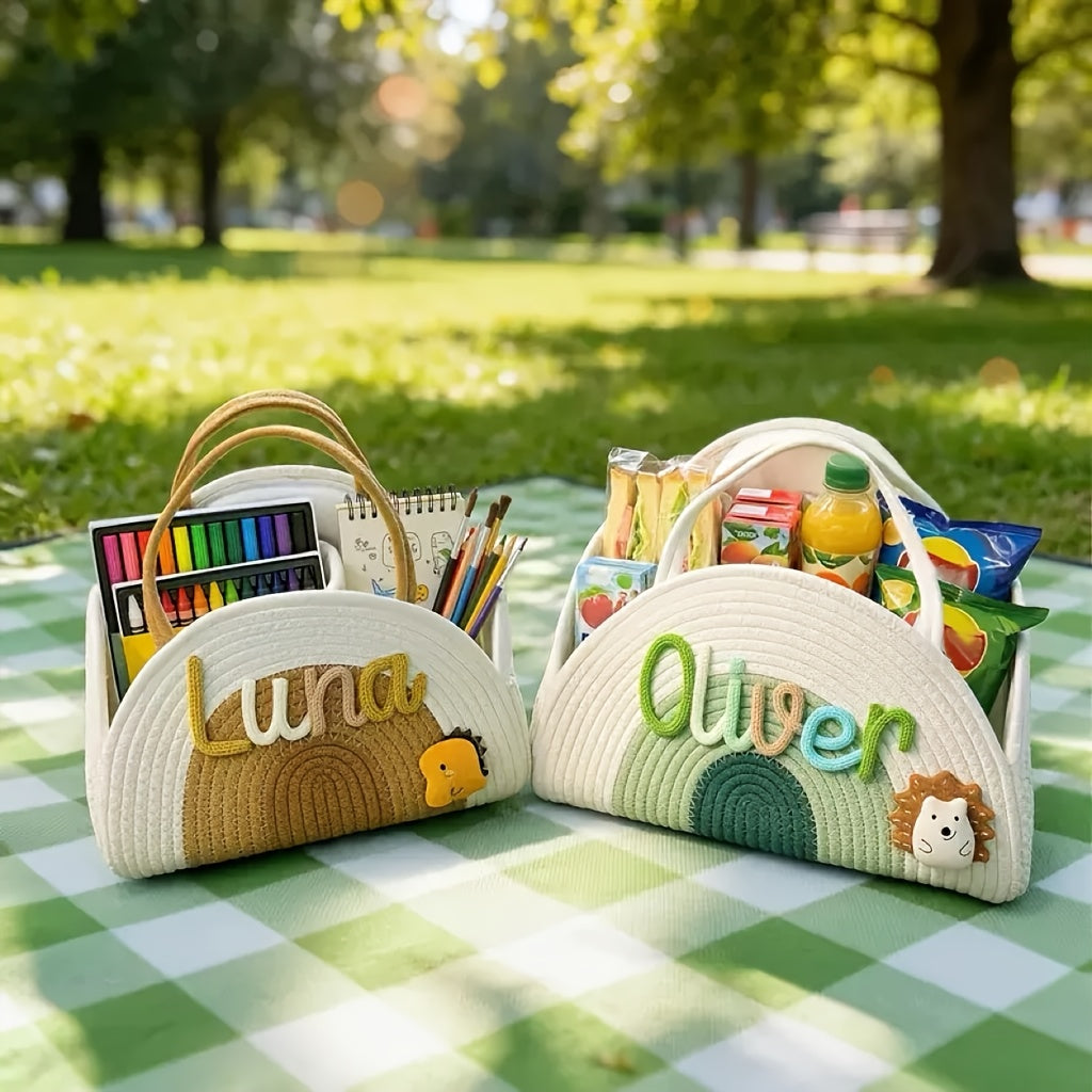 Large Diaper Storage Basket with Handle & Cute Doll, Lightweight Nursery Organizer for Diapers & Baby Clothes, Decorative Baby Room Storage, 3 Colors Including Green Grey & Brown