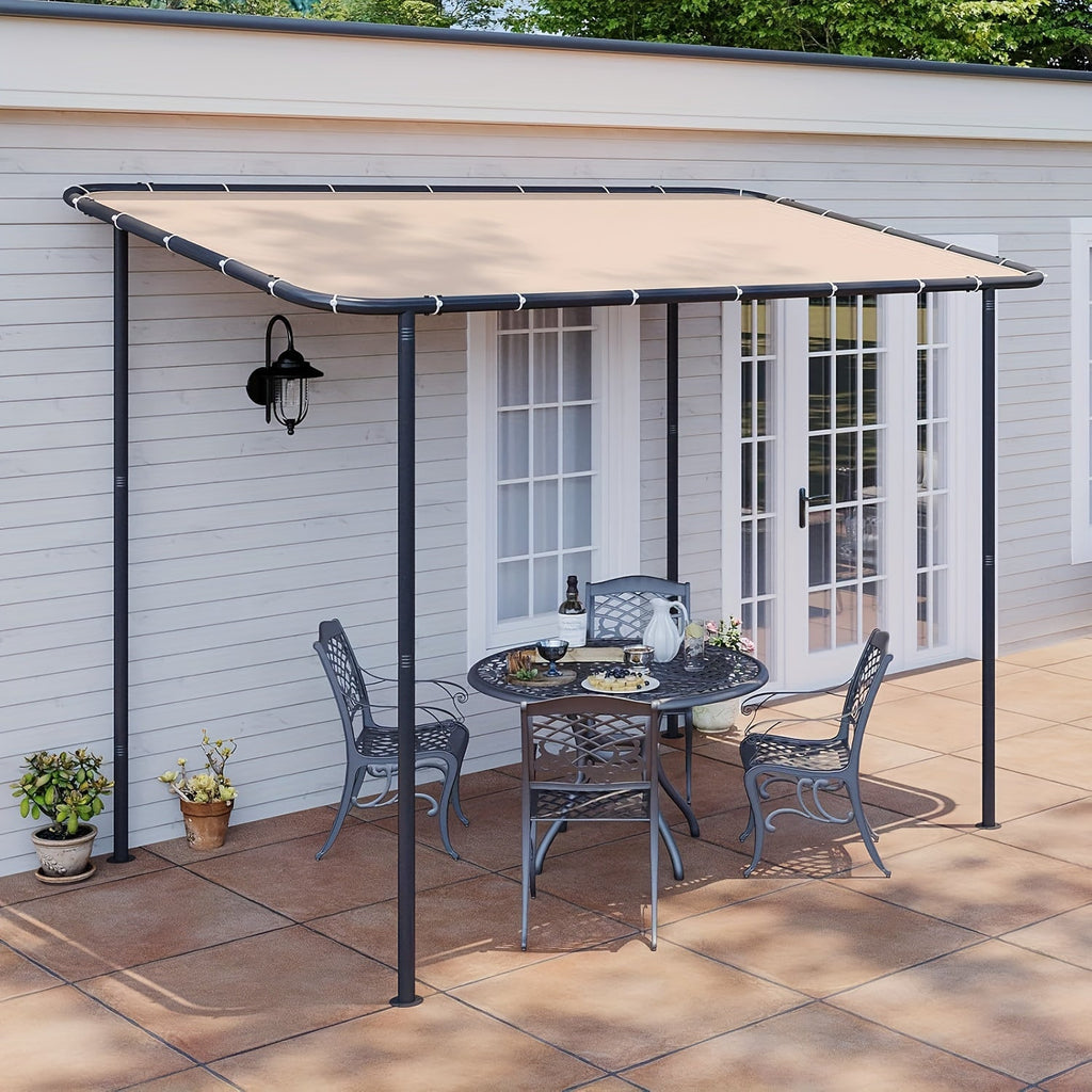 Lean-To Gazebo Pergola Wall Mounted Outdoor Canopy with Sloped Roof UPF50+ UV & Water Resistant for Patio Deck Backyard & Garden – 3 Sizes 8x5 / 10x6 / 12x10 ft – Khaki