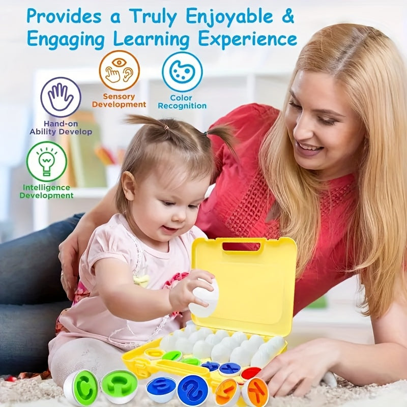 26-Piece Alphabet Matching Eggs, Colorful Letter Classification Puzzle Toy for Toddlers, ABC Letter & Color Matching Learning Game for Boys & Girls, Easter Birthday & Holiday Gift