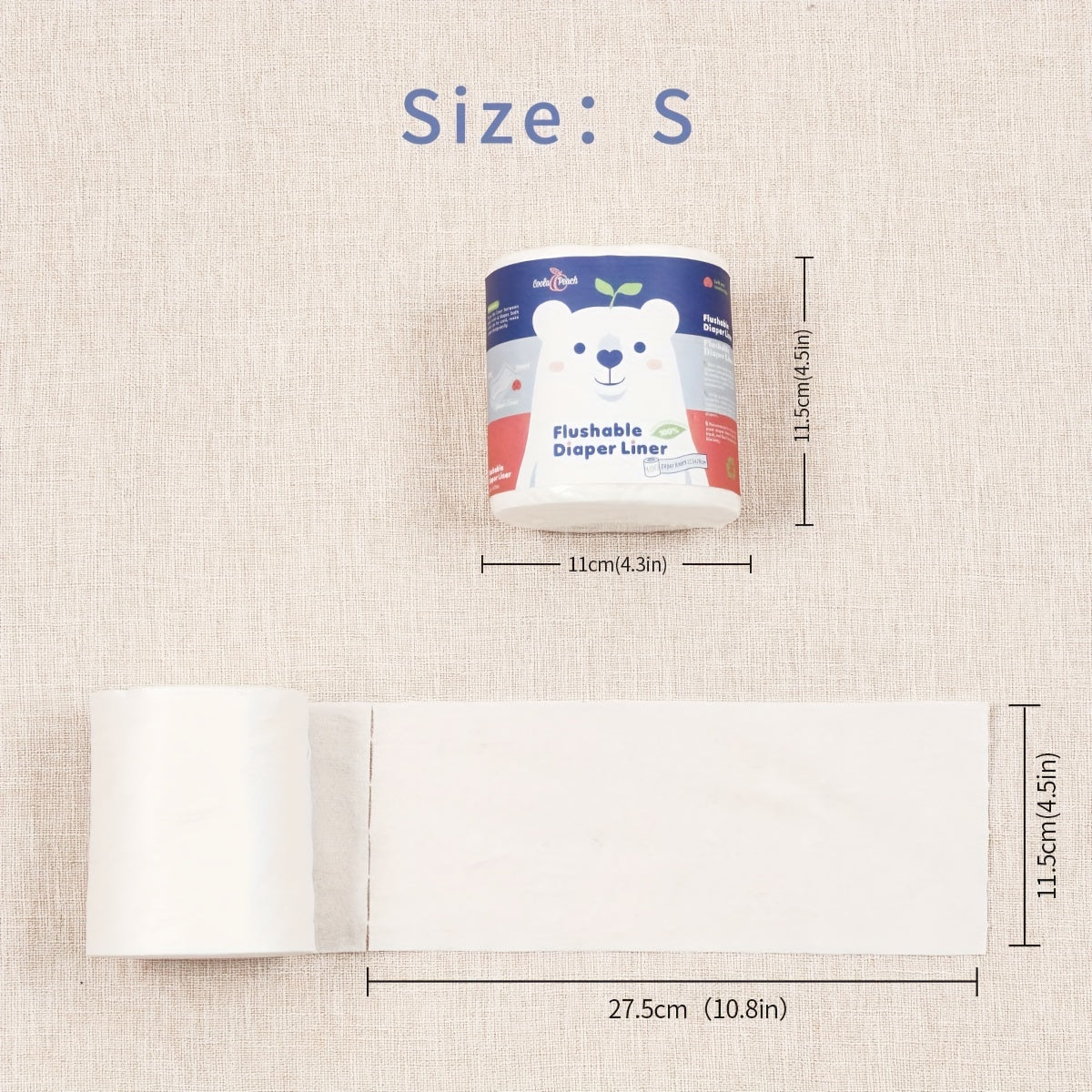 2-Pack Bamboo Flushable Diaper Liners for Baby Cloth Diapers, Fragrance-Free & Chlorine-Free Disposable Cloth Diaper Inserts, Gentle on Baby Skin, S+S S+L & L+L Size Options