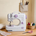 Electric Sewing Machine with 12 Built-In Stitches & Overlock Function - Automatic Thread Winding, Sewing Light, US Plug, Lightweight 2.2kg for Home School Daily Use, Beginners & Pros - Light Purple